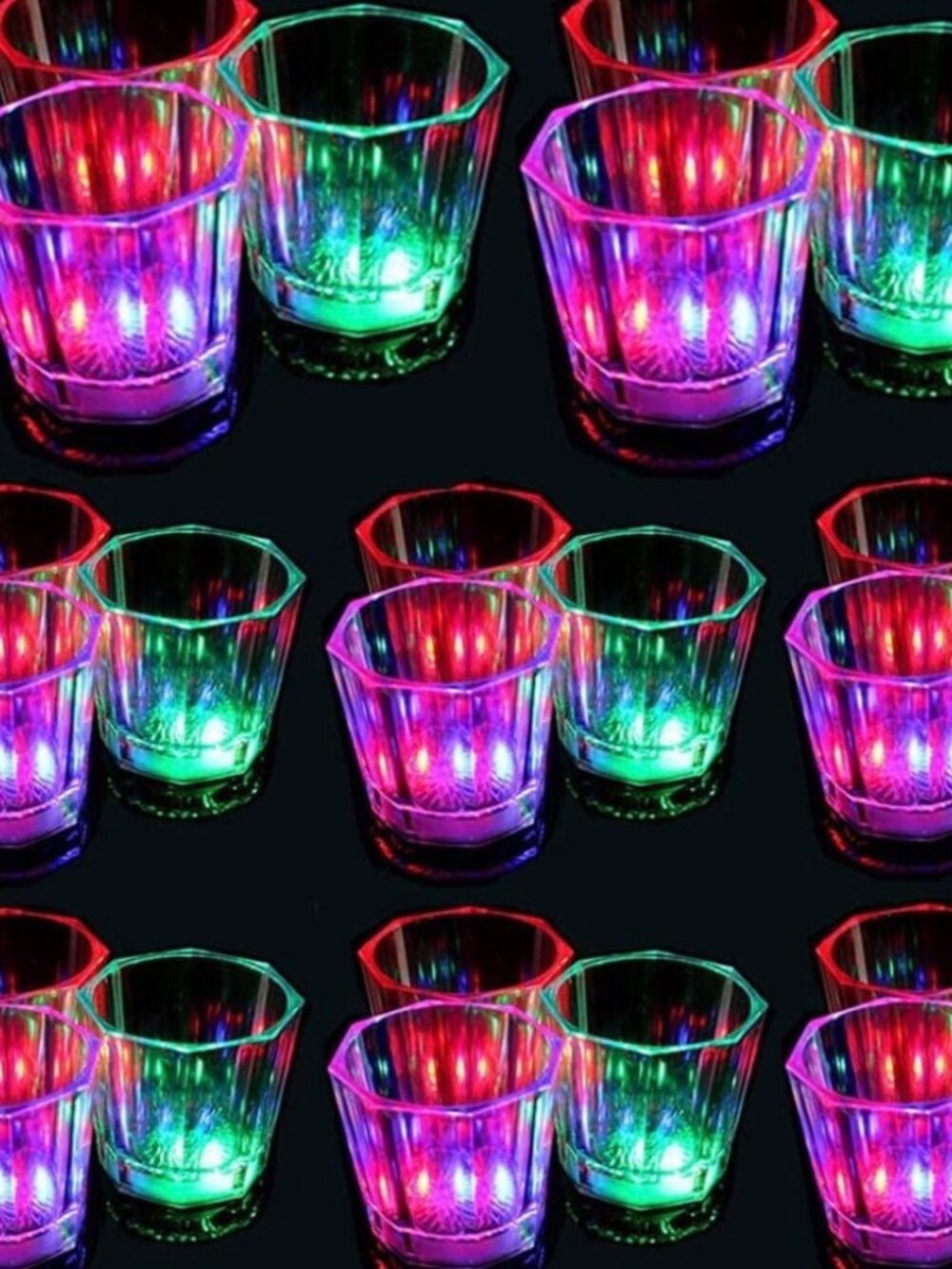 24 Pack LED Light Up Shot Glasses - Clear Set 3 Settings